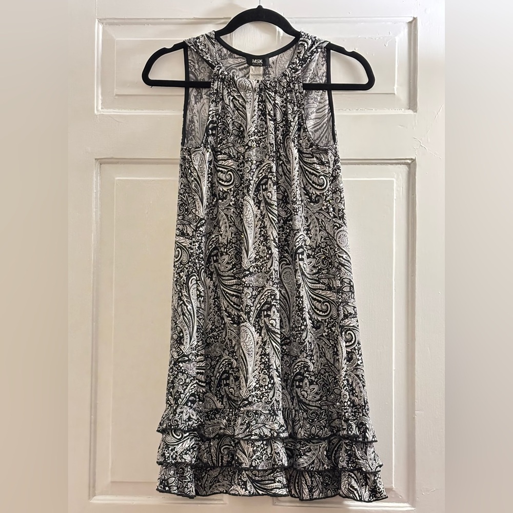 MSK Petite Paisley Halter Ruffle Sleeveless Dress, size PS